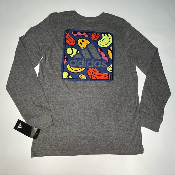 NWT Adidas Kids L (14/16) Heather Gray Crewneck Tee - Picture 6 of 10